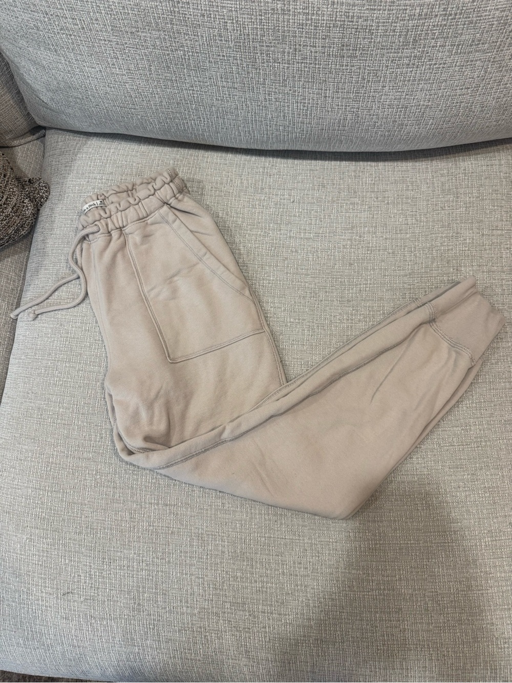 Abercrombie Beige Drawstring Joggers